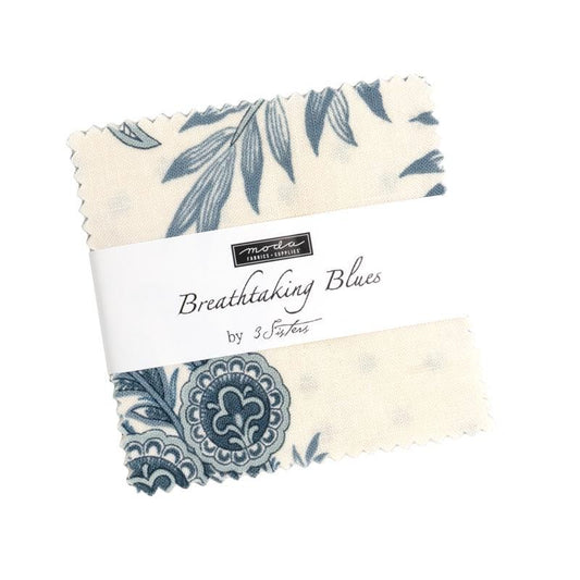 Breathtaking Blues Mini Charm by 3 Sisters for Moda Fabrics - 44400MC - 42 Assorted pieces