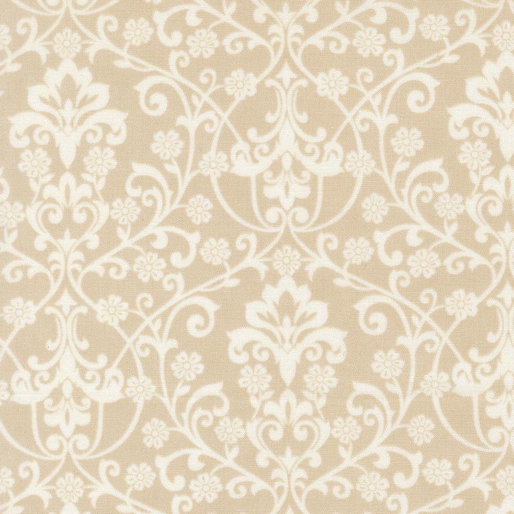 Breathtaking Blues Damask Florals Ecru by 3 Sisters for Moda Fabrics - 44403 12