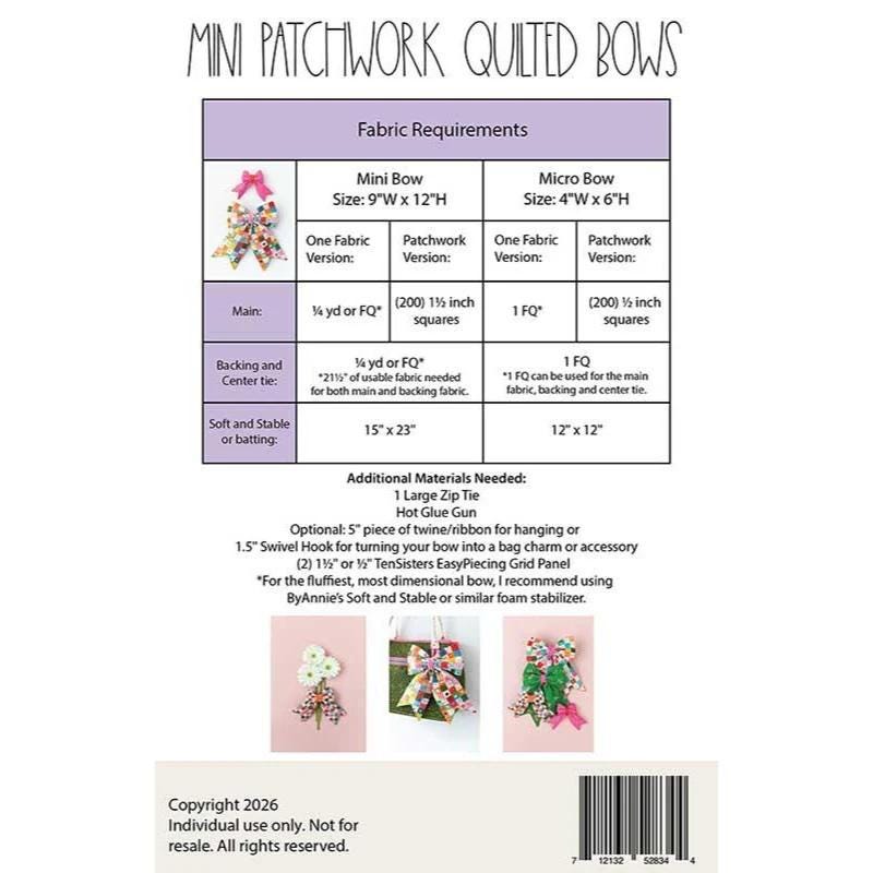 Mini Patchwork Quilted Bow Sewing Pattern by BrooklynDawnQuiltCo - BDQ101