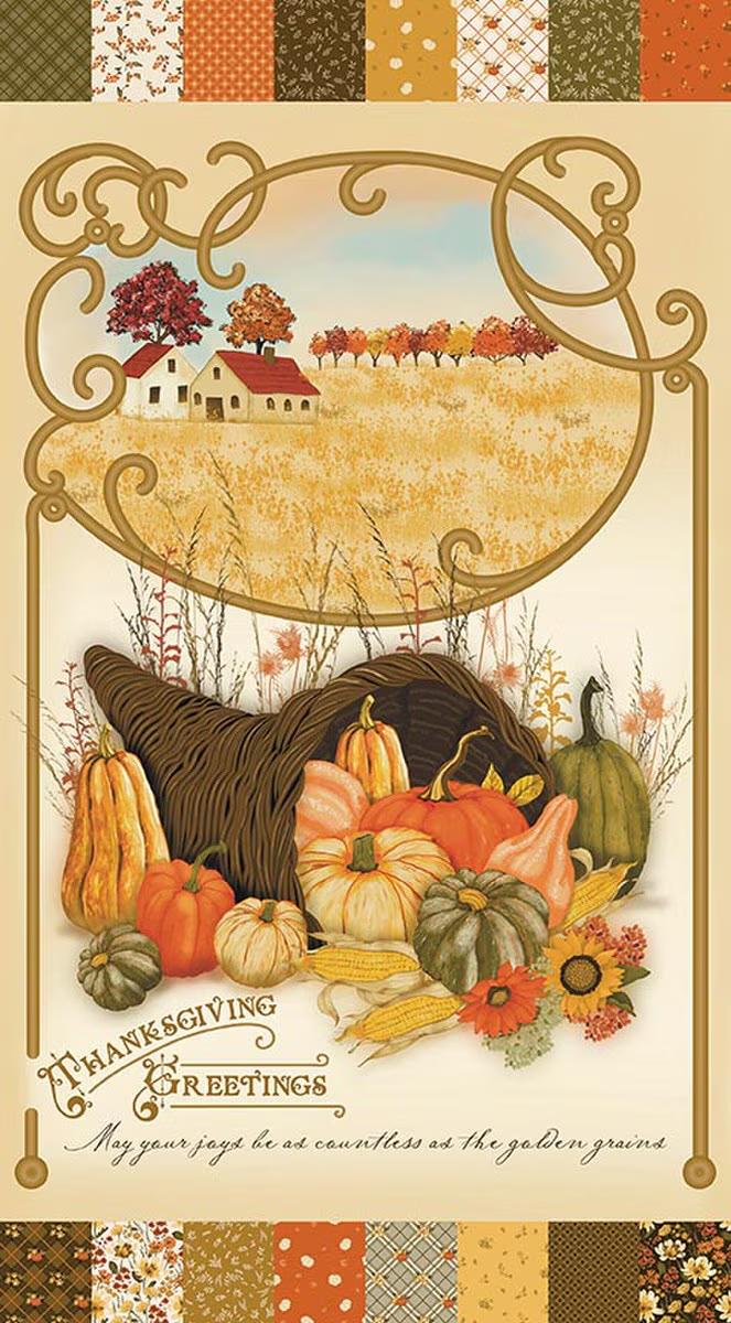 Bountiful Thanksgiving Greetings Panel by Sandy Gervais for Riley Blake Designs - P17869-PANEL