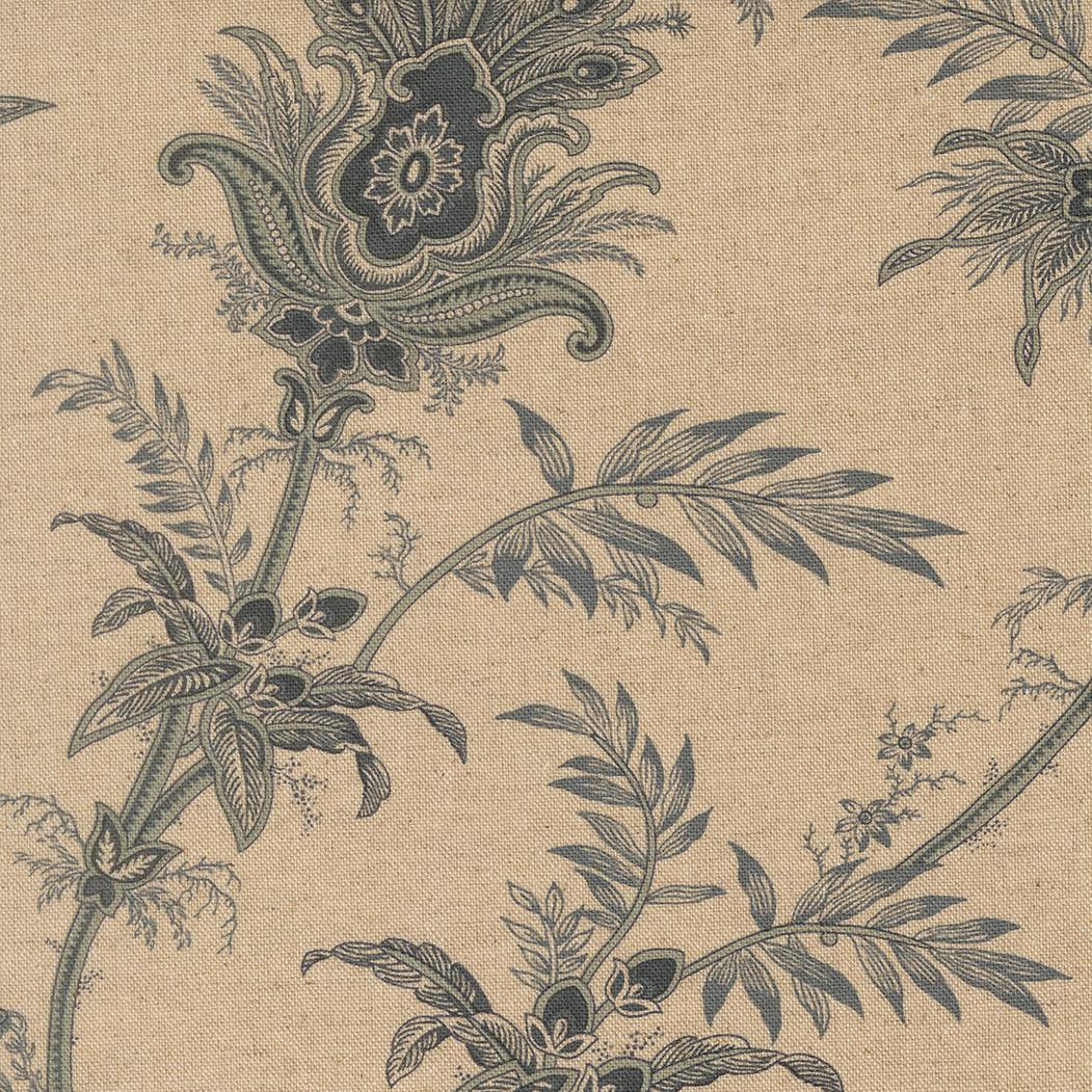 Breathtaking Blues Plume Florals Jacobean Linen Porcelain by 3 Sisters for Moda Fabrics - 44401 11L