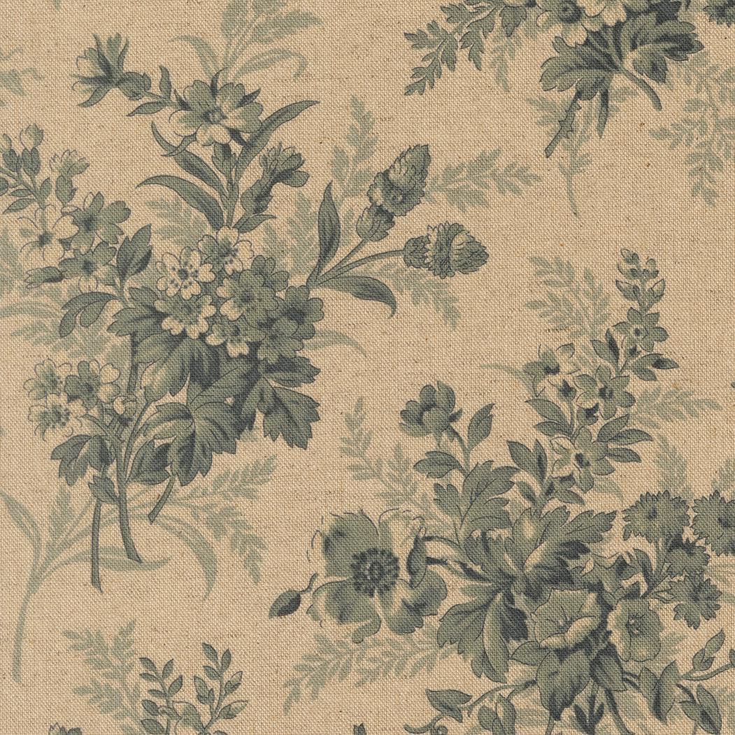 Breathtaking Blues Bouquets Mochi Florals Linen Porcelain by 3 Sisters for Moda Fabrics - 44400 11L
