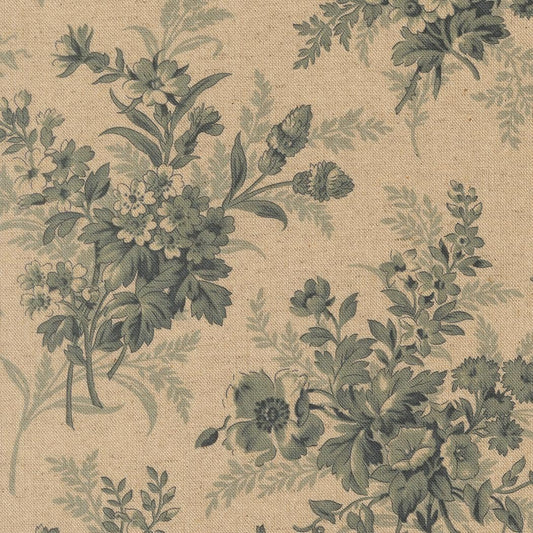 Breathtaking Blues Bouquets Mochi Florals Linen Porcelain by 3 Sisters for Moda Fabrics - 44400 11L