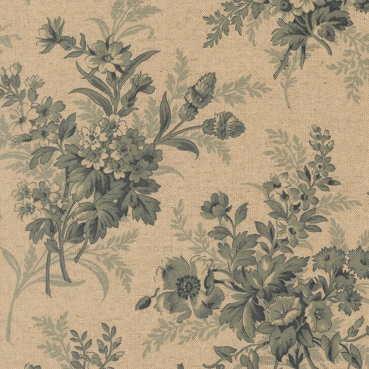 Breathtaking Blues Bouquets Mochi Florals Linen Porcelain by 3 Sisters for Moda Fabrics - 44400 11L
