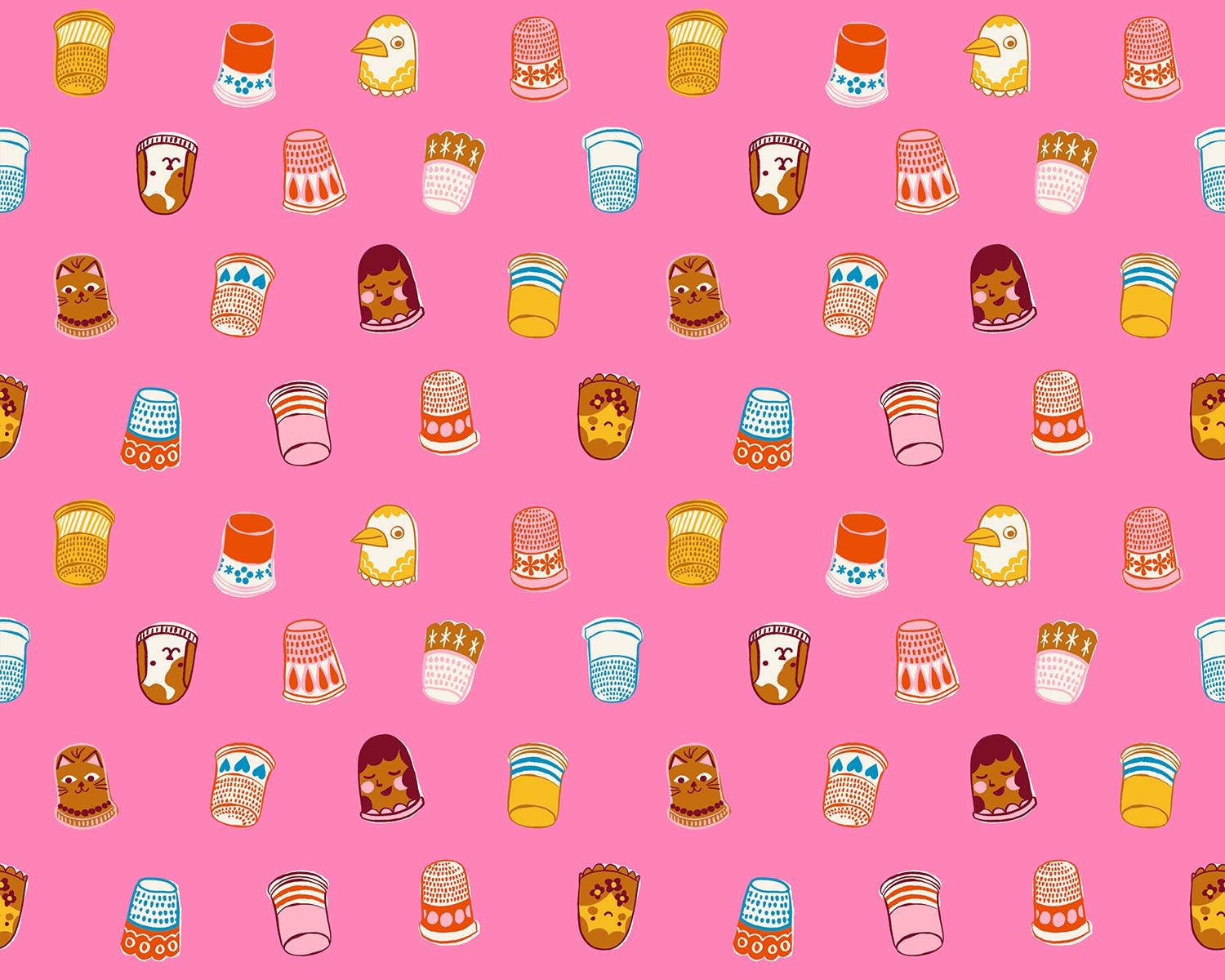 1 800 Notion Thimbles Novelty Retro Vintage Sewing Notions Flamingo by Ruby Star Society for Moda Fabrics - RS5211 14