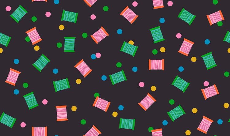 1 800 Notion Spools Retro Vontage Sewing Notions Thread Soft Black by Ruby Star Society for Moda Fabrics - RS5212 15