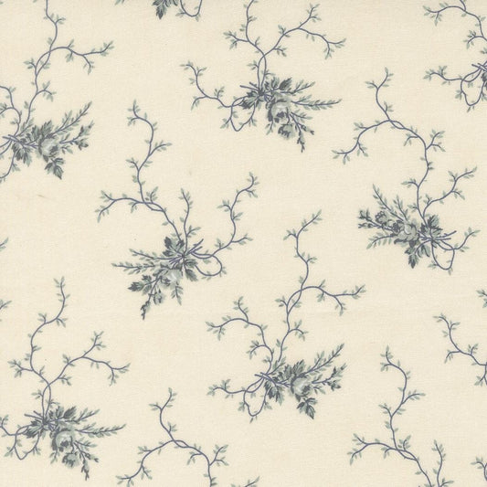 Breathtaking Blues Rose Garden Florals Porcelain by 3 Sisters for Moda Fabrics - 44402 11