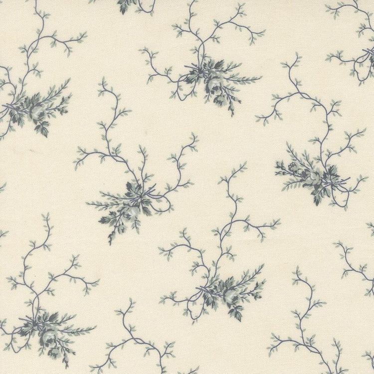 Breathtaking Blues Rose Garden Florals Porcelain by 3 Sisters for Moda Fabrics - 44402 11
