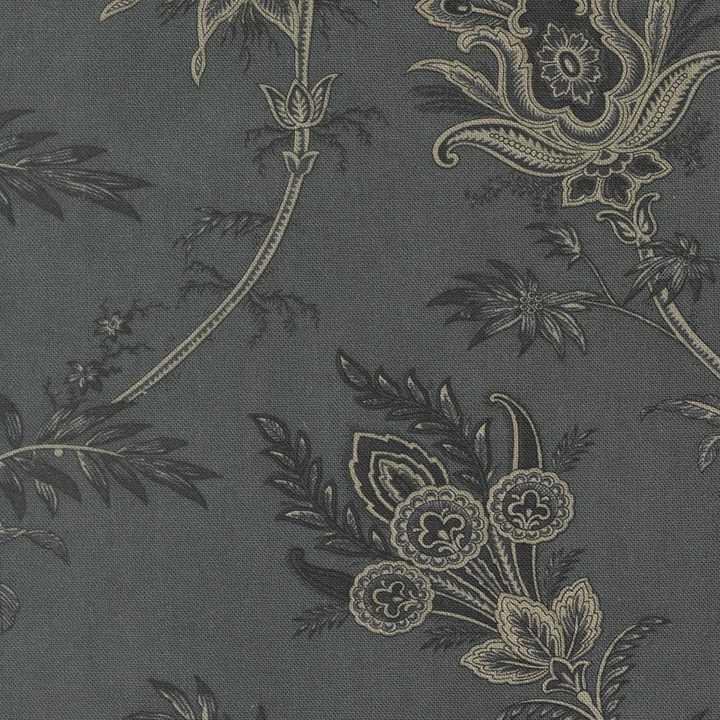 Breathtaking Blues Plume Mochi Florals Jacobean Linen Dusk by 3 Sisters for Moda Fabrics -