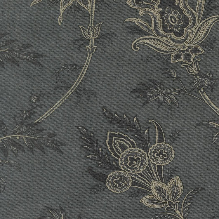 Breathtaking Blues Plume Mochi Florals Jacobean Linen Dusk by 3 Sisters for Moda Fabrics -