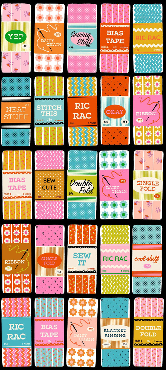 1 800 Notion Sew Cute Novelty Ephemera Trims Vintage Retro Soft Black by Ruby Star Society for Moda Fabrics - RS5207 12