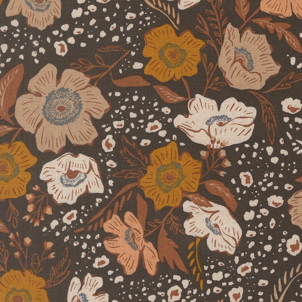 Wellspring Flora Flourish Mochi Linen Florals Charcoal
