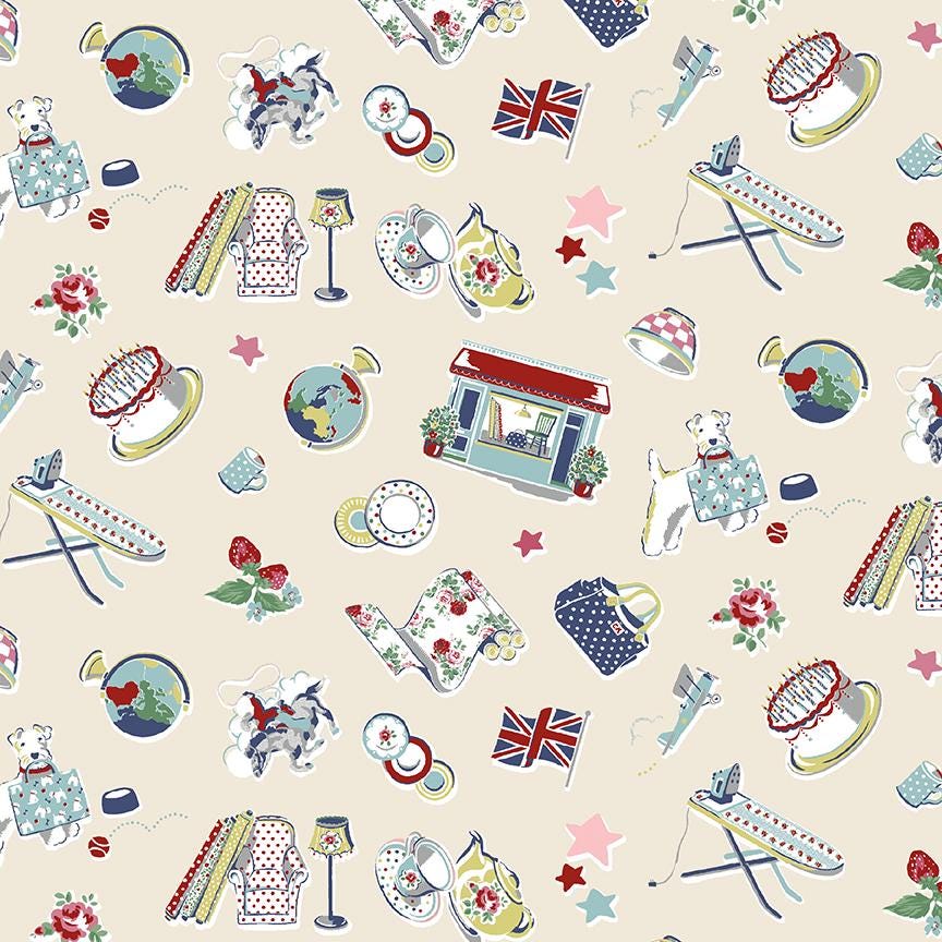 Cath Kidston® Signature Collection Icons Cream by Cath Kidston® for Riley Blake Designs - C18371-CREAM