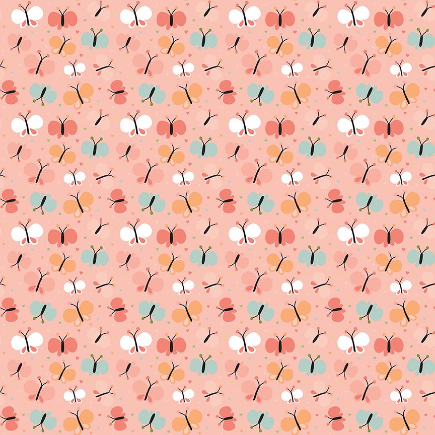 Flannel Love You to the Moon Butterflies Coral