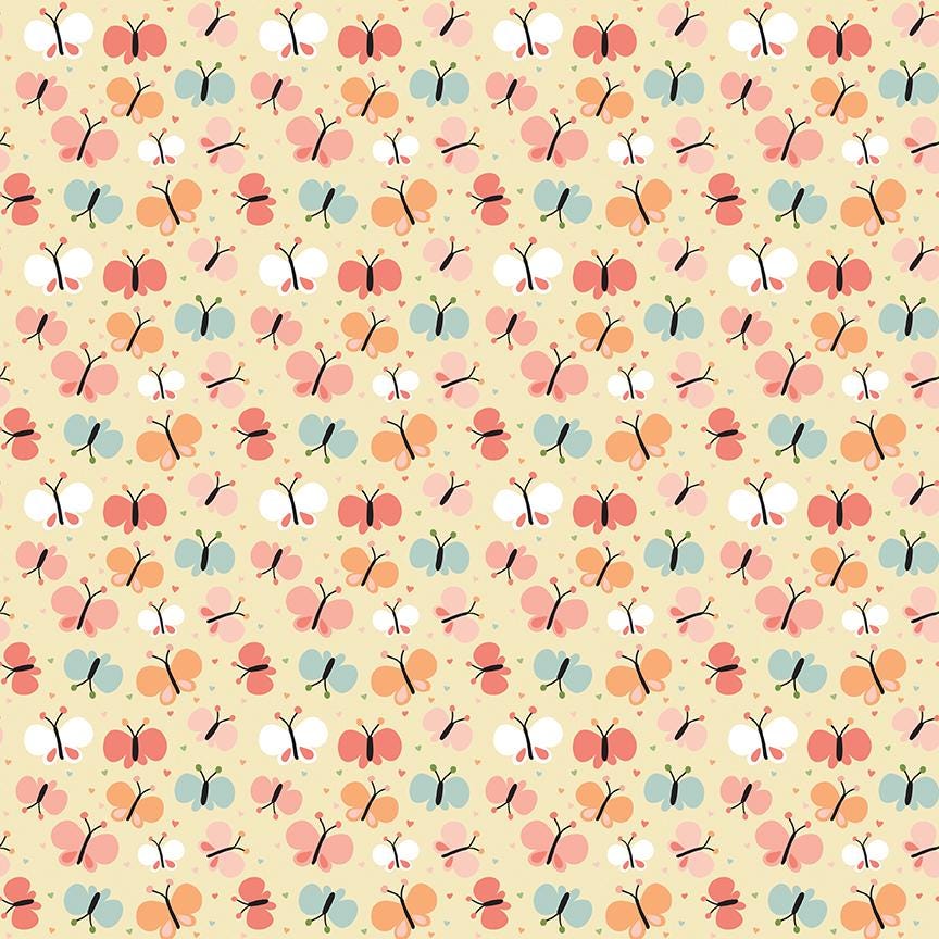 Flannel Love You to the Moon Butterflies White