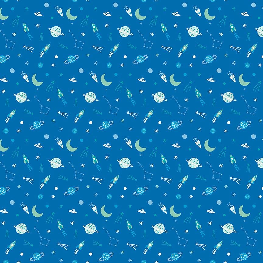 Brave Your Way Beyond To the Moon Cobalt by Cayla Naylor for Riley Blake Designs - C18313-COBALT