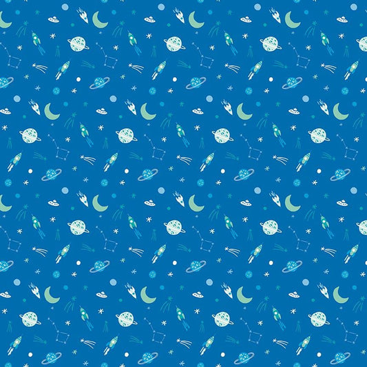 Brave Your Way Beyond To the Moon Cobalt by Cayla Naylor for Riley Blake Designs - C18313-COBALT