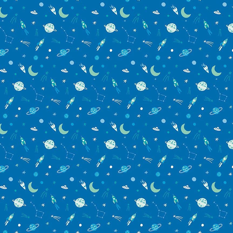 Brave Your Way Beyond To the Moon Cobalt by Cayla Naylor for Riley Blake Designs - C18313-COBALT