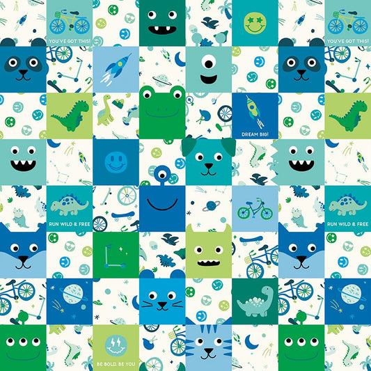 Brave Your Way Beyond Cheater Print Blue by Cayla Naylor for Riley Blake Designs - C18315-BLUE