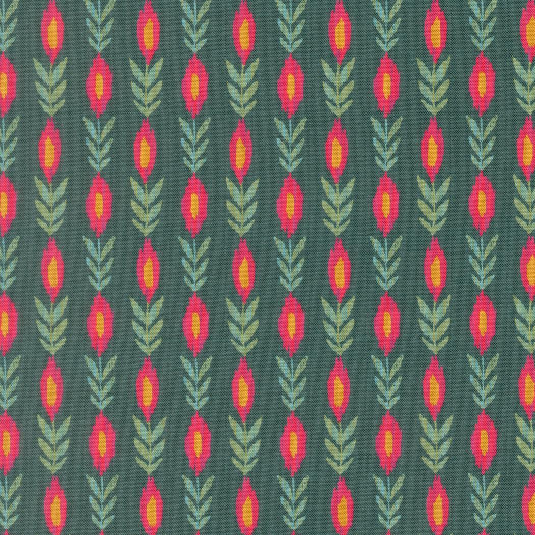 Sitara Vines Stripes Dark Teal by Crystal Manning for Moda Fabrics - 11984 14