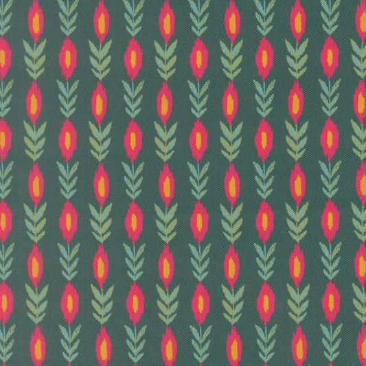 Sitara Vines Stripes Dark Teal by Crystal Manning for Moda Fabrics - 11984 14