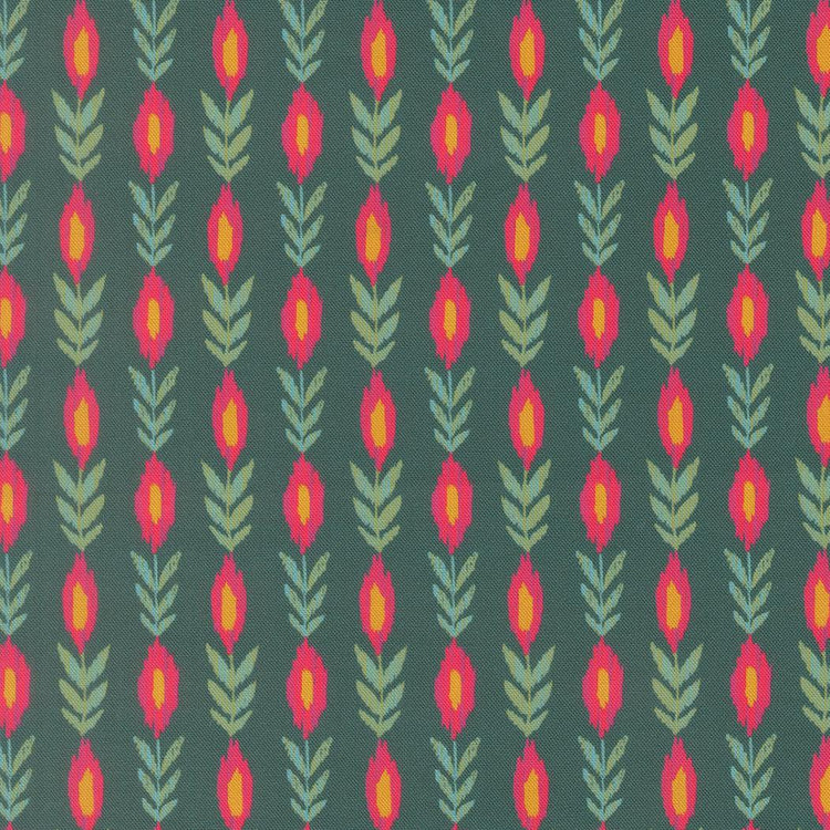 Sitara Vines Stripes Dark Teal by Crystal Manning for Moda Fabrics - 11984 14