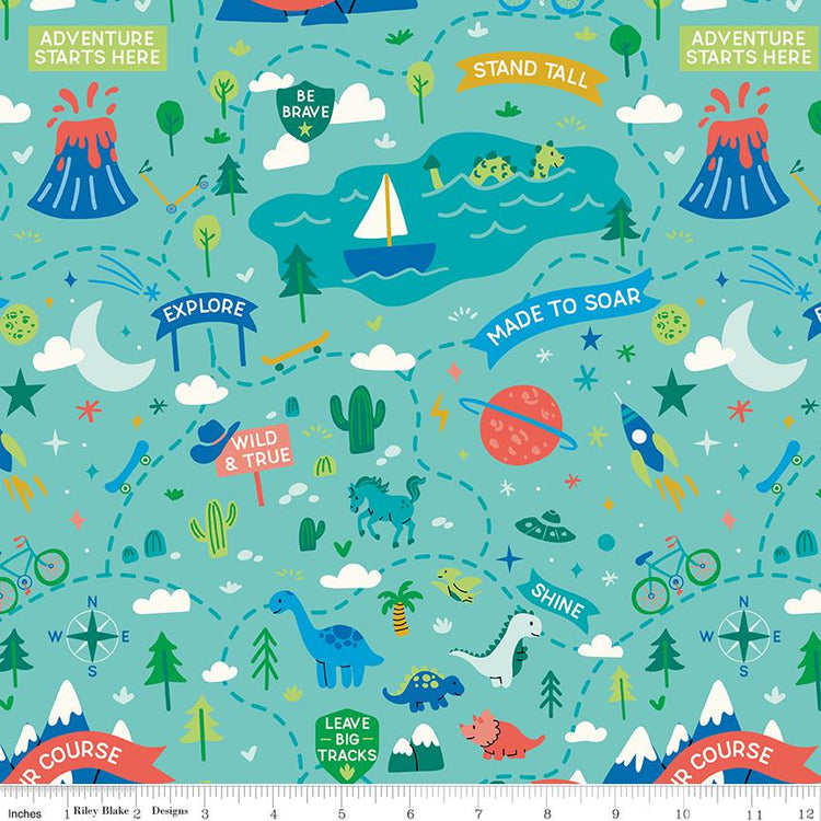 Brave Your Way Beyond Adventure Awaits Lagoon by Cayla Naylor for Riley Blake Designs - C18310-LAGOON