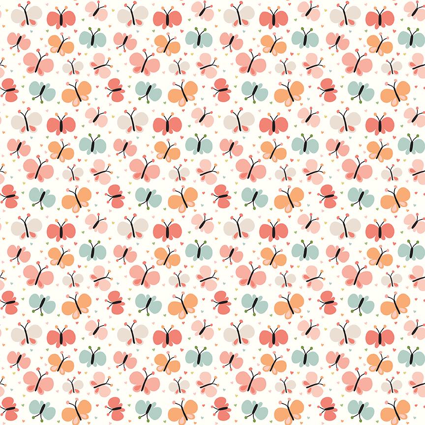 Flannel Love You to the Moon Butterflies White