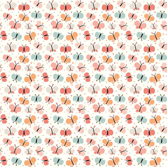 Flannel Love You to the Moon Butterflies White