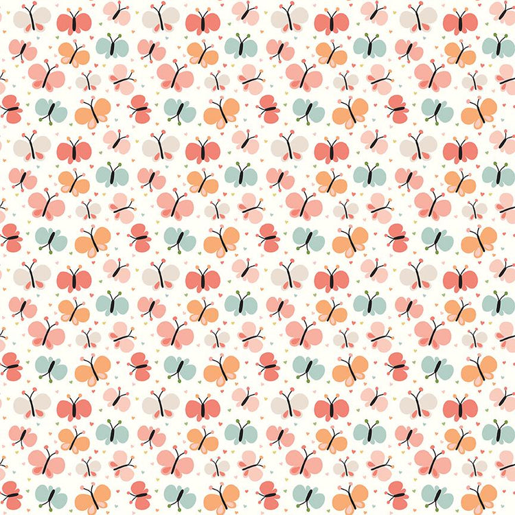 Flannel Love You to the Moon Butterflies White