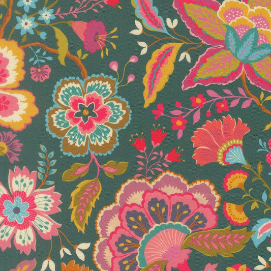 Sitara Jasmine Florals Dark Teal by Crystal Manning for Moda Fabrics - 11980 14