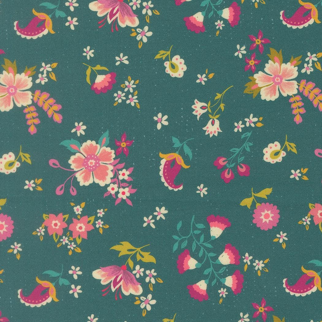Sitara Davina Florals Dark Teal by Crystal Manning for Moda Fabrics - 11982 14