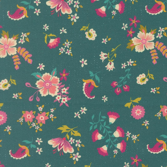Sitara Davina Florals Dark Teal by Crystal Manning for Moda Fabrics - 11982 14