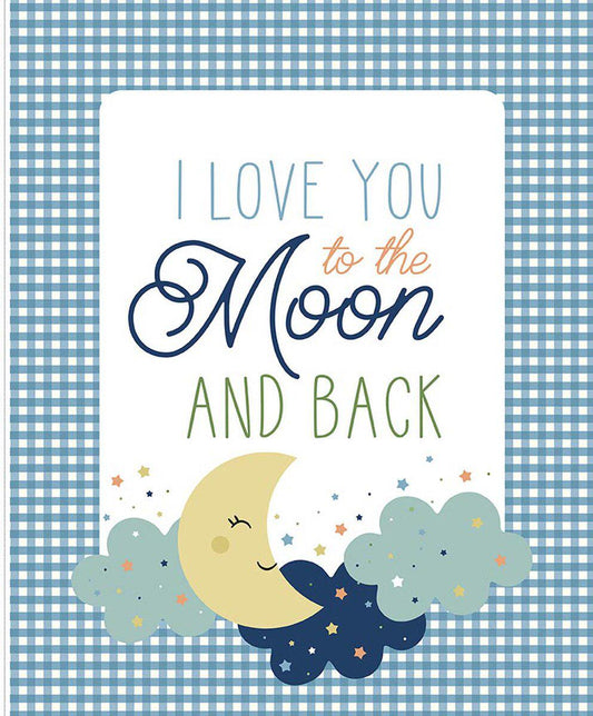 Flannel Love You to The Moon Panel Blue by Echo Park Paper Co. for Riley Blake Designs - FP18277-BLUE