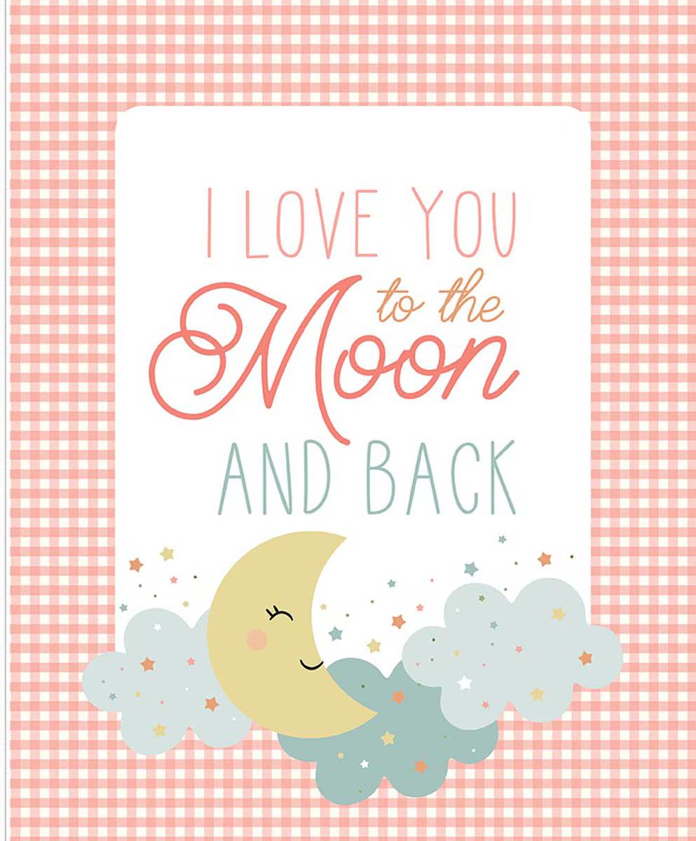 Flannel Love You to The Moon Panel Coral by Echo Park Paper Co. for Riley Blake Designs - FP18277-CORAL