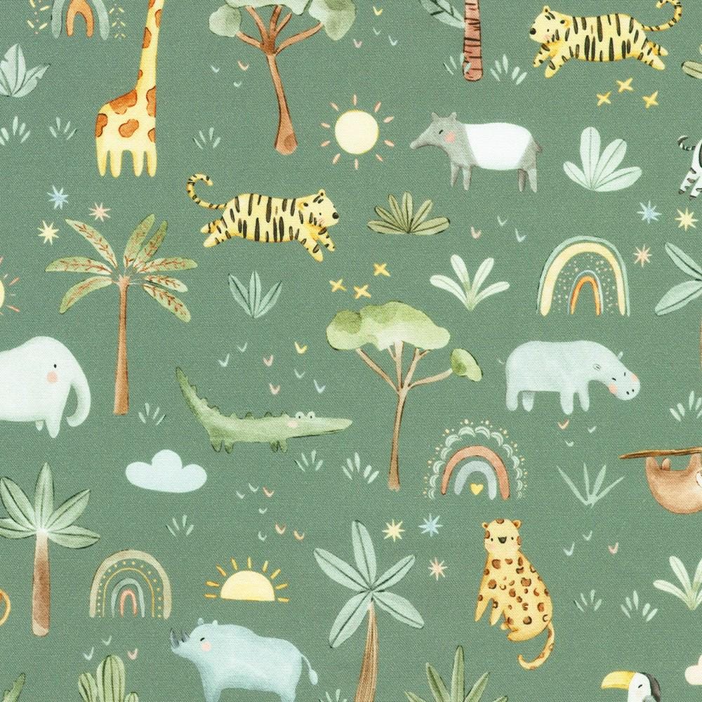 The Wild Ones Safari Animals, Trees Balsam by Studio RK Collection by Robert Kaufman Fabrics - SRKD-24062-476