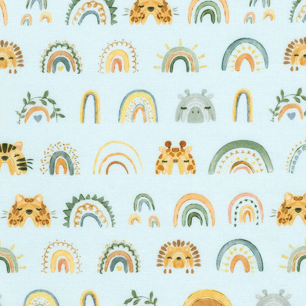 Tan Rainbows, Animal Faces Cloud by Studio RK Collection by Robert Kaufman Fabrics - SRKD-24063-216