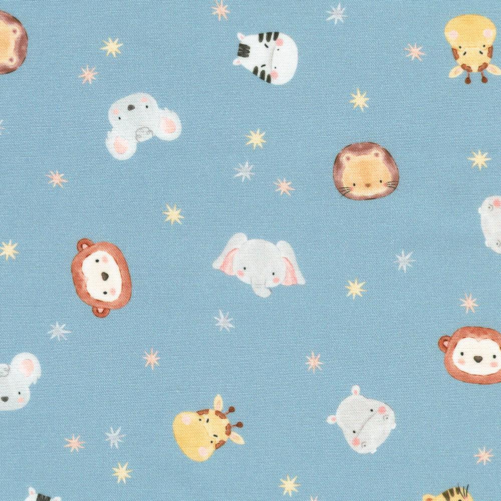 Tossed Animal Faces, Stars Lake by Studio RK Collection by Robert Kaufman Fabrics - SRKD-24064-73