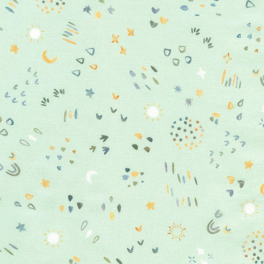 Tossed Little Geo Shapes Mint by Studio RK Collection by Robert Kaufman Fabrics - SRKD-24066-32
