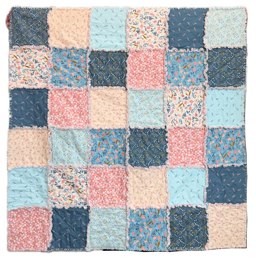 Rag Quilt Kit with Petals and Hazel fabric by Riley Blake Designs - quilt kit with pattern