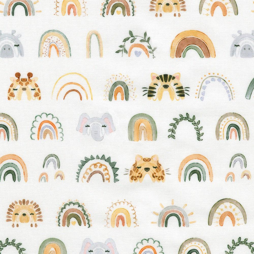 Tan Rainbows, Animal Faces Ivory by Studio RK Collection by Robert Kaufman Fabrics - SRKD-24063-15