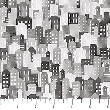 Little Builders Buildings Gray by FIGO Studio for Northcott Fabrics - 91353-94
