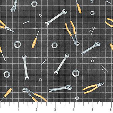 Little Builders Tools Smoke by FIGO Studio for Northcott Fabrics - 91354-96