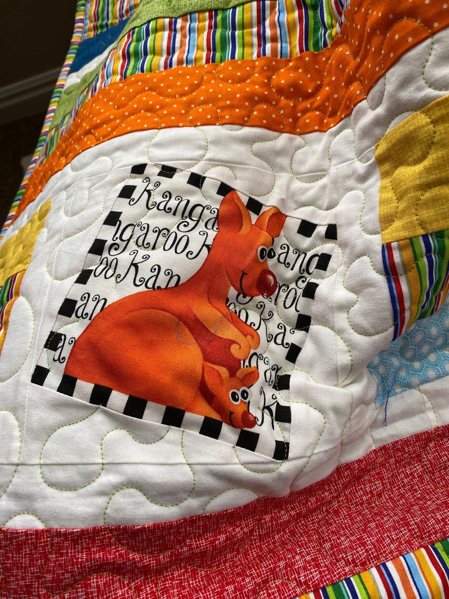 Animals Wonky Strip Quilt with Vibrant Fun Colors