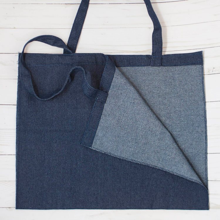Open Seamed Totes in Denim and Buffalo Check by Kimberbell Designs 