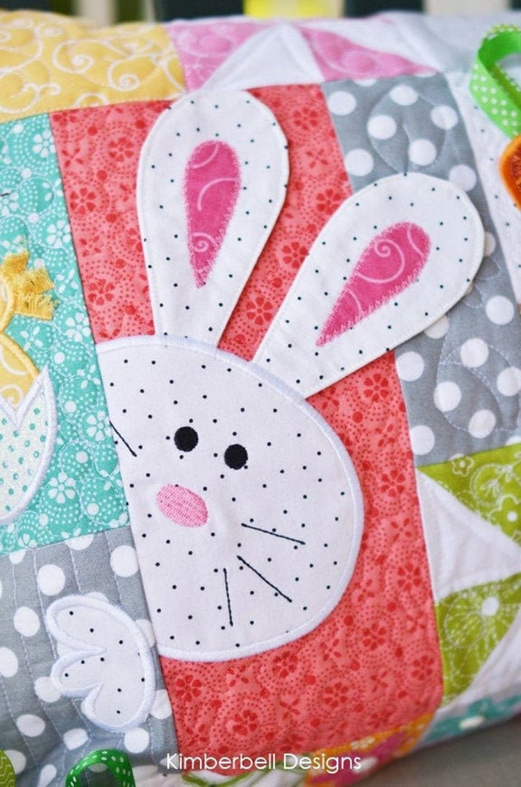 The “HOPPY" Easter Bench Pillow Machine Embroidery CD by Kimberbell Designs 