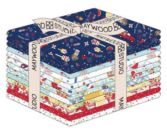 Red, White & Bloom Fat Quarter Bundle Designed by Kim Christopherson of Kimberbell Designs for Maywood Studios FQ