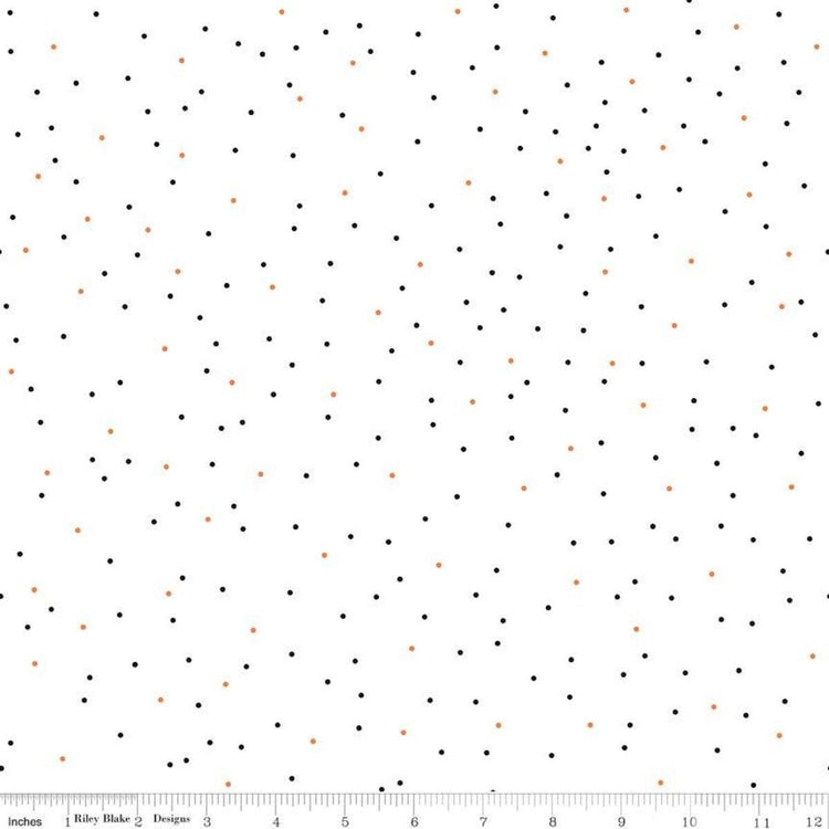 Pin Dot Halloween scattered on a white background designed by Lori Holt of Bee in my Bonnet for Riley Blake Designs 