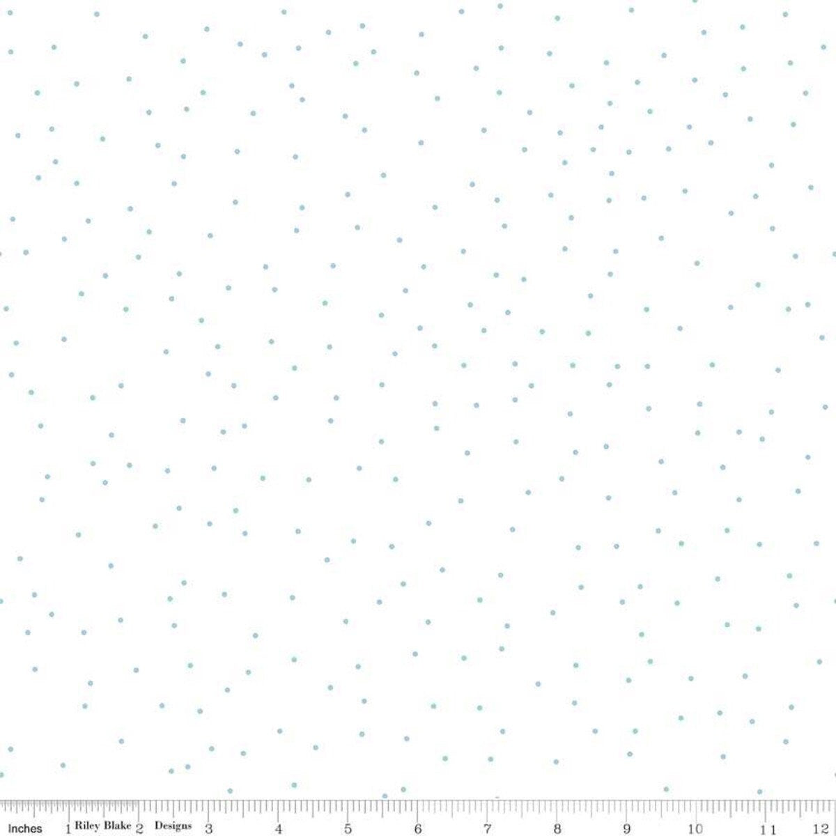 Pin Dot Aqua scattered on a white background designed by Lori Holt of Bee in my Bonnet for Riley Blake Designs
