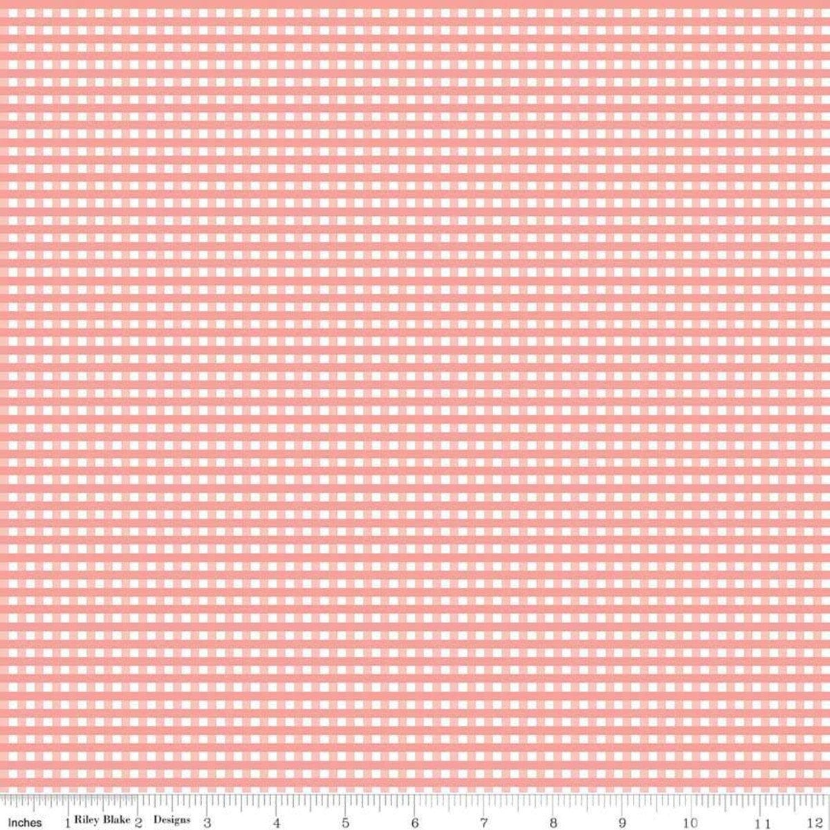 1/8" Gingham Check Coral by Riley Blake Designs 